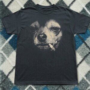 Funny Smoking Chihuahua Dog Graphic Tee Black Meme Humor Animal Shirt
